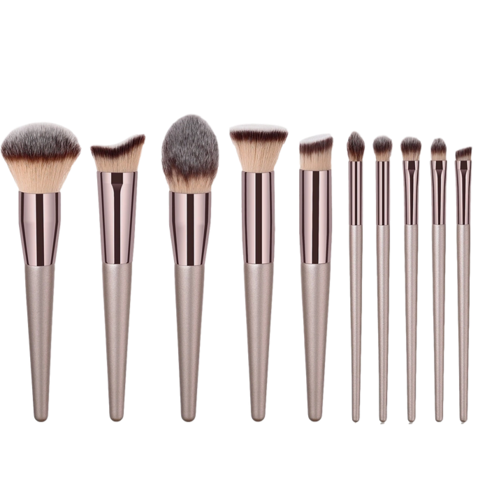 10 PIECE BRONZE MAKEUP BRUSH SET