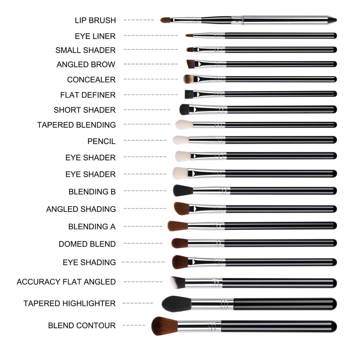 19 PCS PROFESSIONAL BRUSH SET W/ BLACK BAG.