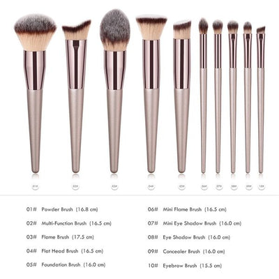 10 PIECE BRONZE MAKEUP BRUSH SET